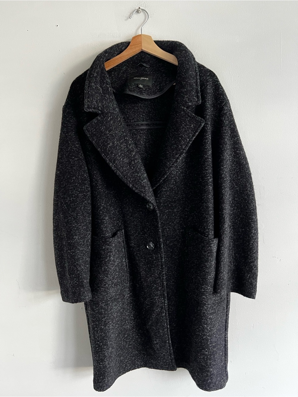 Banana Republic Charcoal Black Wool-Blend Trench Coat